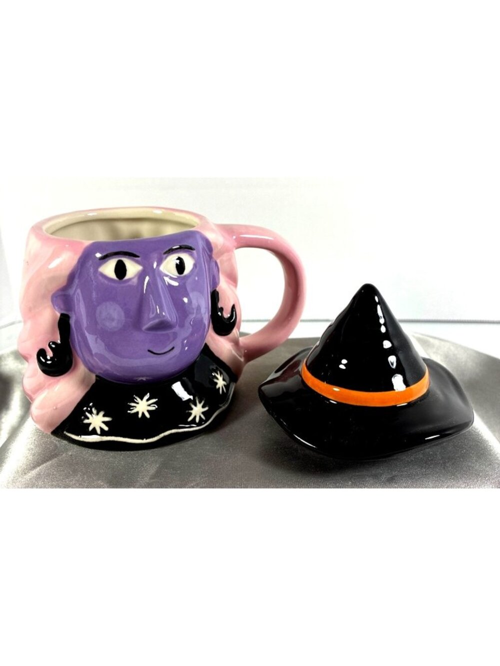 Hyde & EEK! Witch Lidded Mug Tea Cup Halloween Purple Face Hat Target New NOS - Picture 8 of 16